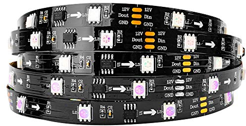 BTF-LIGHTING WS2811 RGB adressierbare Traum Farbe LED-Streifen 5m 30LEDs/m 10Pixels/m 150LEDs 50Pixels IP30 Spritzwassergeschützt Schwarz PCB Flexibel DC12V Lauflicht Effekt für Heimdekoration