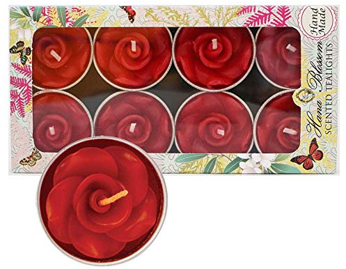 8 faite à la main Issu du commerce équitable parfumée Rose rouge Bougie chauffe-plat Ensemble cadeau