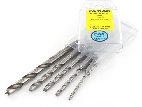 FAMAG 1597.805 1597805 Lot de 5 forets hélicoïdaux HSS, Satz 5-teilig. Ø 3, 4, 5, 6 und 8mm
