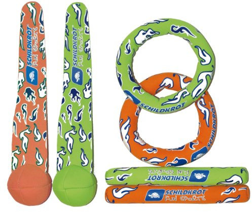 Schildkröt® Neopren Diving Set, 6-teiliges Tauchset, je 2 Ringe, Stäbe, Bälle, Sandfüllung, weich, stehen am Grund, 970201