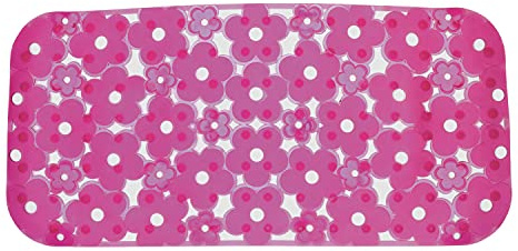 GEDY Margherita Tappeto Antiscivolo Vasca Fucsia, Misure e peso prodotto: 0,6X72X34,5 CM & 0,515 KG, Realizzato in Resina, Design R&S Gedy, Conformità REACH, 2 Anni di Garanzia