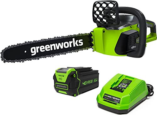 Greenworks Scie à chaîne sans fil sans balais 40v 16 avec batterie et chargeur 4.0ah inclus