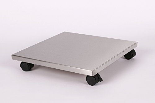 Möbelroller/Pflanzenroller (Profi) 40x40 cm, Edelstahl, 100 kg, Bürorollen + Bremse, Marke: Szagato, Made in Germany (Design-Pflanzenroller Transportroller Rollbrett)