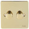 Schneider Electric Ultimate Flat Plate - Double 2 Way LED Dimmer Light Switch, 100W/VA, GU6222LPB, Polished Brass