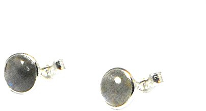 Art Gecko Ohrstecker Labradorit, rund, Sterlingsilber, 7 mm