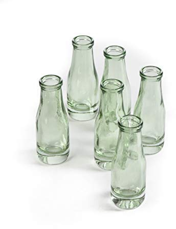 Jarrón de cristal verde, juego de 6