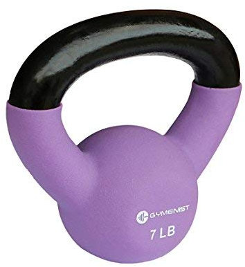 GYMENIST Kettlebell Fitness Iron Weights with Neoprene Coating Around The Bottom Half of The Metal Kettle Bell (7 LB)