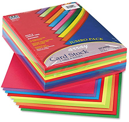 Pacon Card Stock, Colorful Jumbo Assortment, 10 Colors, 8-1/2 x 11, 250 Sheets