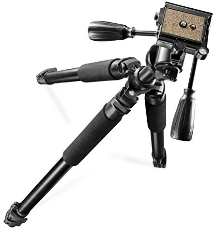 Walimex Pro FT-665T Pro Stativ (mit 3D-Neiger, Extrem Stabil, max. Belastbarkeit: Stativ 12kg. Neiger 6kg, 3 Beinsegmente, Stativbeindurchmesser 32, 28, 24mm, 3 Schaumstoffgriffe, Libelle und Kompaß, inkl. großer Tasche, 198 cm), Schwarz