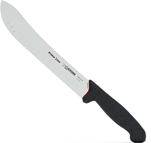 Giesser seit 1776 - Made in Germany - Zuschneidemesser rutschfest PrimeLine, 24 cm Klinge mit Kulle, schwarz, scharfes Häutemesser spülmaschinenfest, rostfrei
