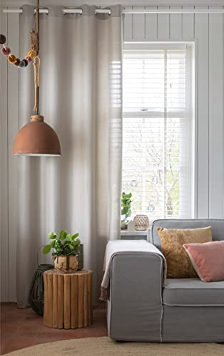 Elbersdrucke blickdichter Ösenschal FD Lino 19 Dunkelbeige- Taupe 255x140 cm Vorhang für Wohnzimmer Schlafzimmer Flur 196028