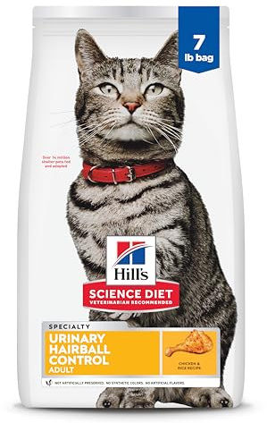 Hill's Science Diet Adult Urinary & Hairball Control Dry Cat Food, Chicken, 7 lb. Bag