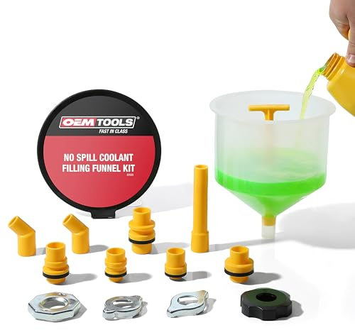 OEMTOOLS 87009 No-Spill Coolant Filling Plastic Funnel Kit Green