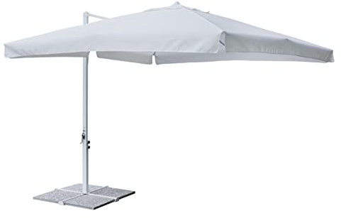 OMBRELLONE DA GIARDINO 3 X 3 METRI CON PALO LATERALE IN ALLUMINIO COLOR BIANCO