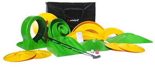 myminigolf Basic Minigolf Komplettset (Minigolf-Set mit 13 Hindernisse, Tasche, Schläger, Bälle, Block) 002