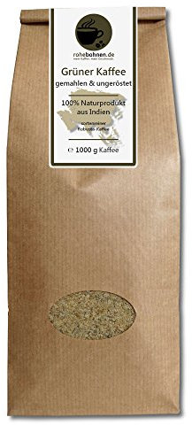 Grüner Kaffee gemahlen - Indien Robusta (Rohkaffee gemahlen 1000g)