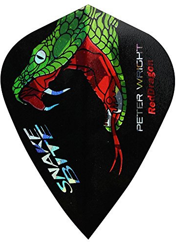 Red Dragon Darts Peter Wright Snakebite Dart Flights und Red Dragon Punktekarte, Black Holographic Kite