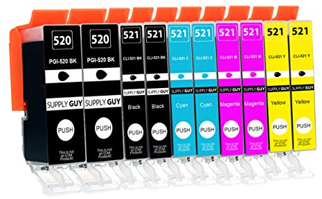 Supply Guy 10 Druckerpatronen mit Chip kompatibel mit Canon PGI-520 CLI-521 für Canon Pixma IP3600 IP4600 IP4700 MP540 MP550 MP560 MP620 MP630 MP640 MX860 MX870