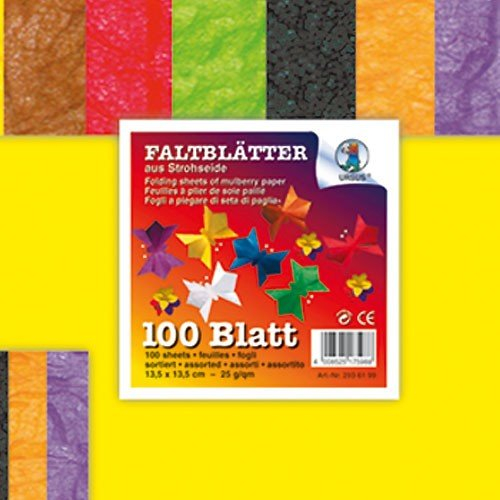 Ursus 2936199 - Faltblätter Strohseide 13,5x13,5cm 100 Blatt farbig Sortiert