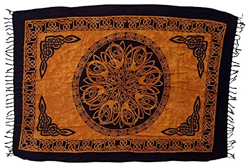 GURU SHOP Bali Sarong, Wandbehang, Wickelrock, Sarongkleid - Celtic Rostorange, Herren/Damen, Synthetisch