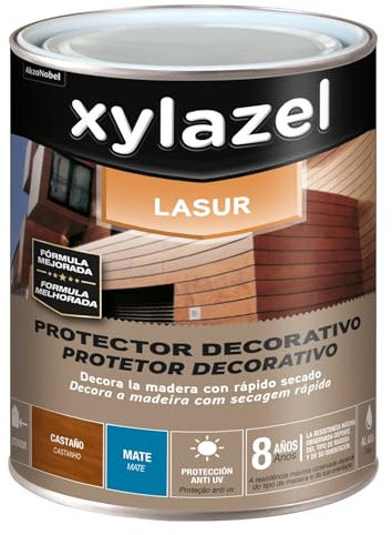 XYLAZEL Lasur Protector Decorativo al agua Mate Castaño, 750 ml