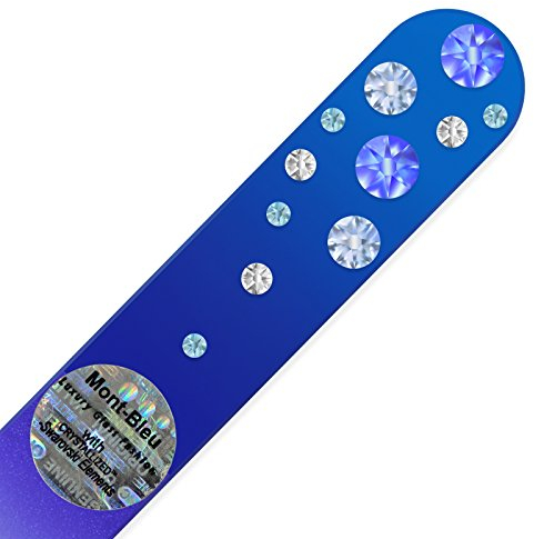 Mont Bleu Crystal Nail File hand decorated with crystals from Swarovski® | Universal Size, Hand Made, Czech Tempered Glass, Lifetime Guaranty