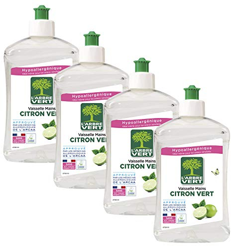 L'arbre vert Liquide Vaisselle Mains Citron Vert Hypoallergénique - Lot de 4