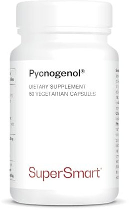 Pycnogenol® - Estratto brevettato di corteccia di pino marittimo francese - 60 capsule vegetali - Supporta la circolazione sanguigna e il comfort delle gambe - SuperSmart