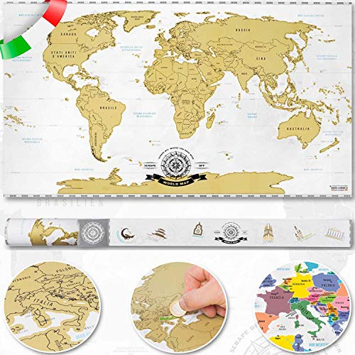 Scrape off World Map - Weltkarte zum Rubbeln - Italienische Version