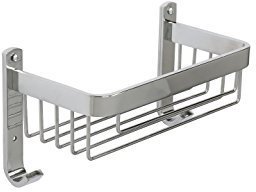 Croydex Aluminium Large Basket - Bathroom Storage Solution, Wall-Mounted Shower Caddy with Hooks, Chrome Bathroom Accessory, Rust-Free, Includes Wall Plugs & Screws, 5kg Load