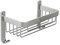 Croydex Aluminium Large Basket - Bathroom Storage Solution, Wall-Mounted Shower Caddy with Hooks, Chrome Bathroom Accessory, Rust-Free, Includes Wall Plugs & Screws, 5kg Load