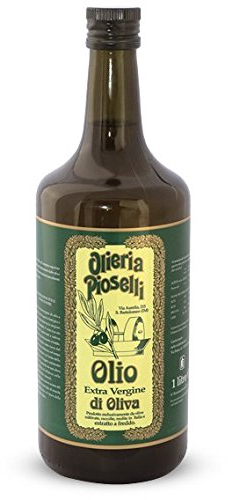 Olio Extra Vergine di oliva, 100% Italiano, estratto a freddo, pacco da 6 bottiglie di vetro da lt 1, Olieria Pioselli