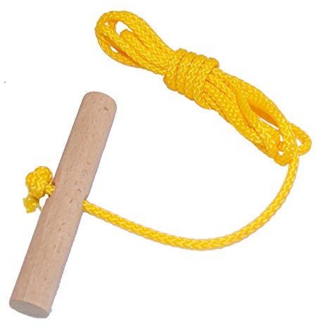 Looping-Lu Schlittenseil mit Holzgriff aus Buchenholz 1 Zugseil (Gelb)