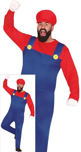 FIESTAS GUIRCA | Train Driver/Farmer Fancy Dress Adult (42-44/L) - Shirt, Cap and Overalls - Video Game, Worker and Plumber Costumes for Halloween, Carnival and Fancy Dress Parties - Men