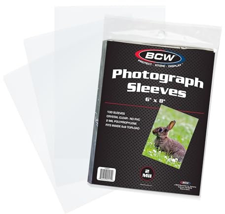 BCW 6x8 Photo Sleeves (100 Pack) - Acid-Free, No PVC | Clear Plastic for Photos, Postcards, and Collectibles | Archival Quality for Albums, Storage, and Display