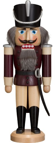 Seiffener Volkskunst | Nussknacker aus dem Erzgebirge | Husar mit Säbel 37 cm | Nussknacker Deko Figur | Original Erzgebirgische Volkskunst | 11212/7 | aubergine lasiert