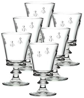 La Rochere Napoleon Bee Wine Tasting Glasses Set of 6 – 9.0 oz, Round Wine Glasses w/The French Bee Embossed Design, Fine French Glassware, Heavy Wine Glasses, Dishwasher Safe Wine Tasting Set