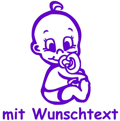 Personalisierbarer Babyaufkleber mit Wunschtext & Name selbst gestalten: Farbe, Motiv, Schriftart, Größe anpassbar, Baby an Bord Auto-Aufkleber für Auto, Lack, Heckscheibe, Autofenster, wetterfest 715