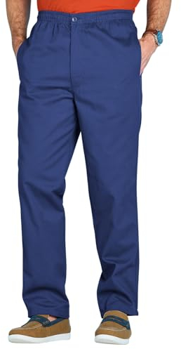 Chums Men's Cotton Rugby Trousers with Elasticated Waistband & Drawcord, Smart Casual Comfort Stretch Fitting Pants Navy 36W / 29L