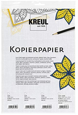 KREUL 7589 - Kopierpapier zum Übertragen von Motiven auf dunkle Untergrüne, 10 Blatt weiß, ca. 30 x 42 cm