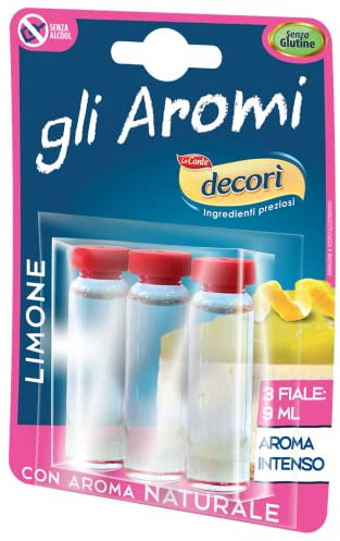 Decorì Aroma Limone per Dolci, Aroma Intenso, Ideale per Dolci e Creme, Confezione da 9 ml (3 fiale da 3 ml)