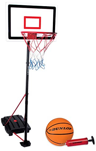 Dunlop Panier De Basket sur Pied - Basketball Panier Réglable 165-205 cm pour Enfants - avec Ballon De Basket, Pompe et Basketball Accessoires - Idéal pour Jeu Outdoor