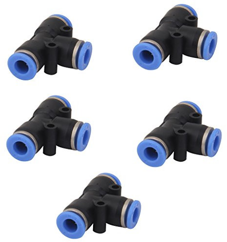 Lot de 5 Pneumatique Connecteur Union en T Egal Raccord T Pour Tube de 6mm Tuyau Air/Eau