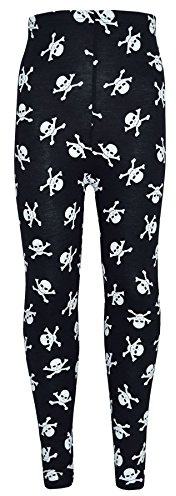 A2Z 4 Kids Girls Halloween Leggings Stretchy Spider Web Skull Print Fancy Dress Costume - Legging Halloween Skull Print 7-8