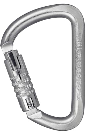 ALIENS Stahl D-Form TriLock Karabiner, Farbe:Silber