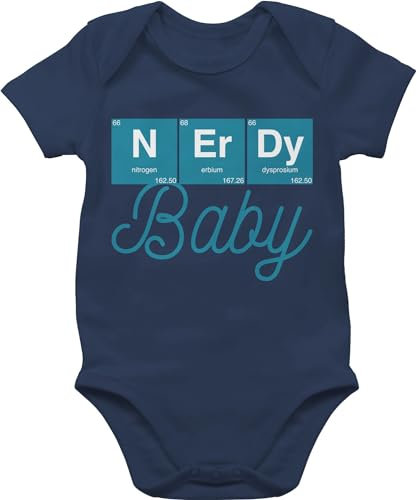Shirtracer Body Mädchen - Aktuelle Trends - Nerdy Baby Junge - 1/3 Monate - Navy Blau - zur geburt lustig kurzarm geschenke für babys born nerd strampler geburtgeschenk pregnancy chemie babybody