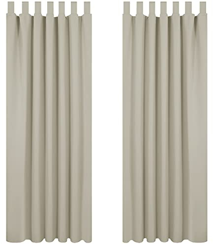 Deconovo Verdunkelungsvorhang Schlaufen Gardinen Wohnzimmer Vorhang Blickdicht Thermo gegen Kälte, 175x140 cm(HöhexBreite), Creme, 2er Set