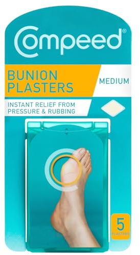 Compeed Bunion Plasters for Pain and Pressure Relief, Pack of 5 | Rapid pain relief, hydrocolloid cushioning protects from pressure and rubbing, specially shaped for bunions, up to 10 days