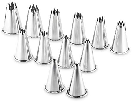 Set di beccucci a stella in acciaio INOX, dimensione beccuccio: XXL, diametro da 4 a 15 mm, altezza 50 mm, 12 pezzi