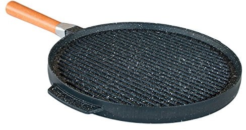 Tele Casa Shop PEDRAS - poêles Double Plate Pierre de Lave Ceramicata pour Grill and Crepes + 3 Accessoires gratuits - Made in Italy (32 CM)